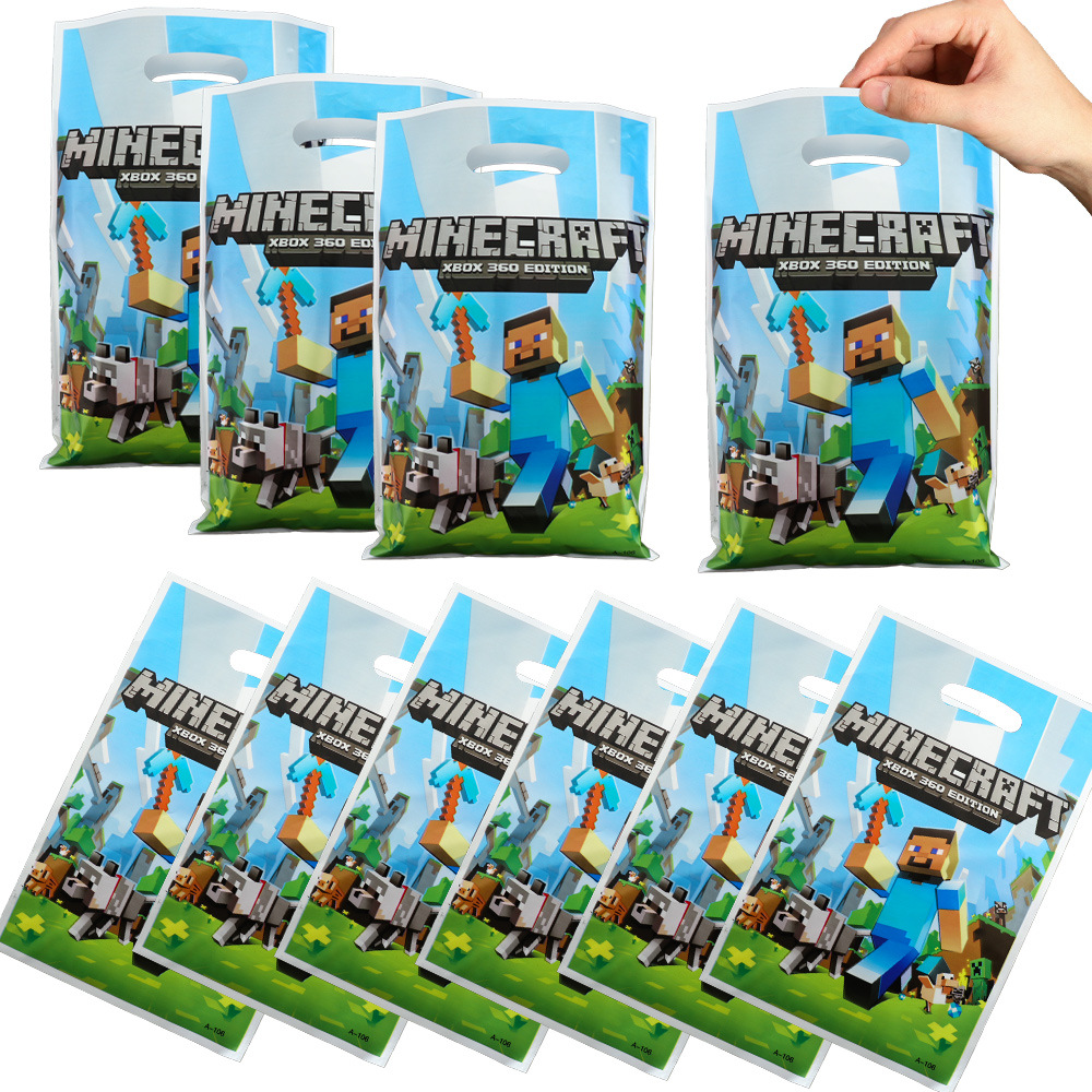 Party Games Minecraft - Minecraft Themed Plastic Gift Bags Steve