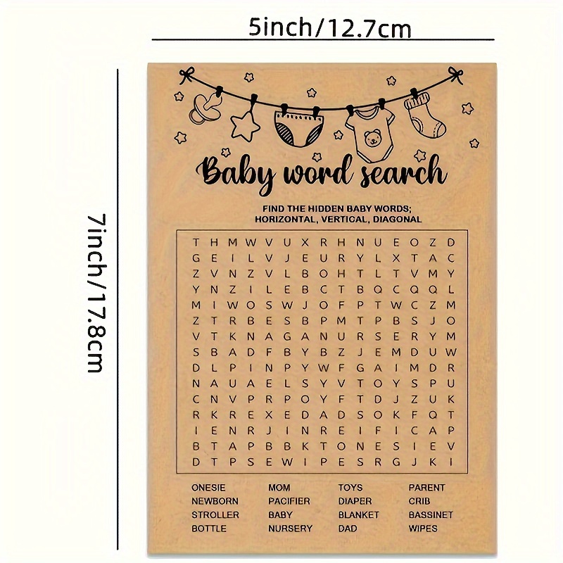 Baby Shower Game, Word Search  - đánh giá và giá Party Games No Supplies